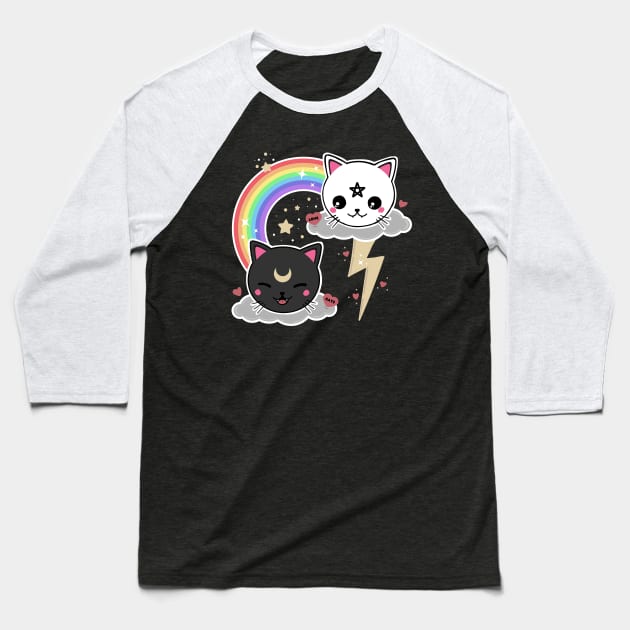 Kawaii Love Cats Baseball T-Shirt by Sasyall